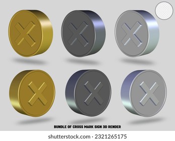 BUNDLE OF CROSS MARK SIGN 3D RENDER