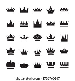 conjunto de coronas iconos de conjunto real diseño de ilustración vectorial