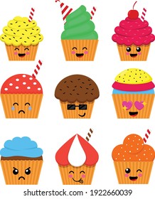 Bundle Cupcake on Flat Illustration