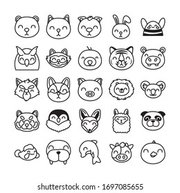bundle of cute animals characters vector illustration design