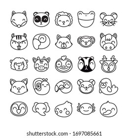 bundle of cute animals characters vector illustration design