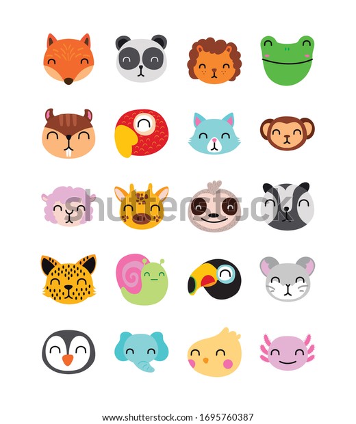 Download Bundle Cute Animals Characters Vector Illustration Stock ...