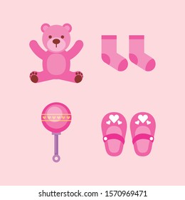 bundle of cute baby accessories vector illustration design