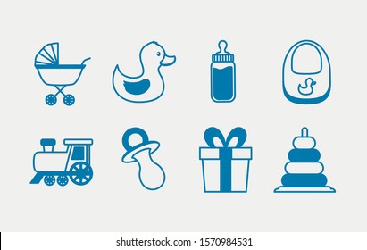 bundle of cute baby accessories vector illustration design