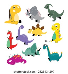 Bundle of cute dinosaur hand drawings