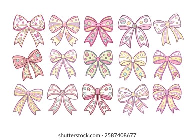 A Bundle of Cute Easter bow vector cartoon illustration Easter day