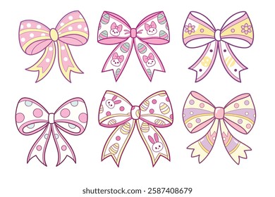 A Bundle of Cute Easter bow vector cartoon illustration Easter day