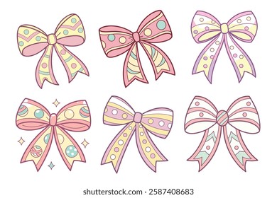 A Bundle of Cute Easter bow vector cartoon illustration Easter day