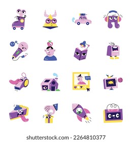 Bundle of Cute Flat Stickers 

