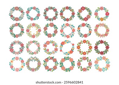 A Bundle of Cute Floral Wreath vector cartoon illustration Mother's Day