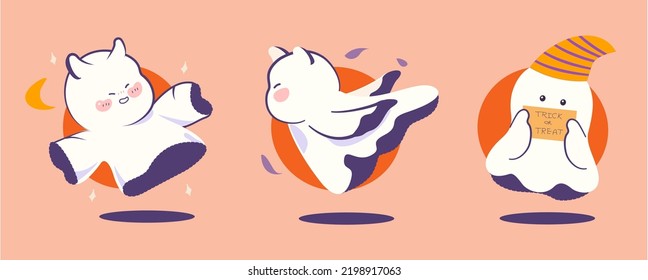 a bundle of cute ghost for halloween. suitable for sublimation, shirt, postcard, printable, stationery ,poster ,banner ,packaging ,etc.