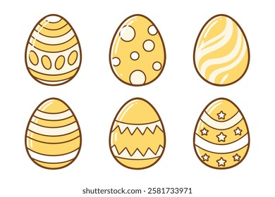 A Bundle of Cute Golden Egg vector cartoon illustration Easter day