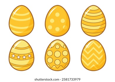 A Bundle of Cute Golden Egg vector cartoon illustration Easter day