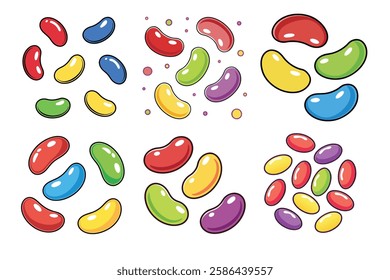 A Bundle of Cute Jelly beans vector cartoon illustration Easter day