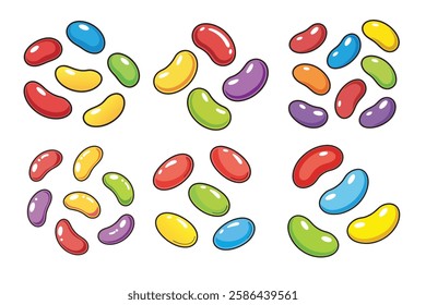 A Bundle of Cute Jelly beans vector cartoon illustration Easter day