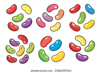 A Bundle of Cute Jelly beans vector cartoon illustration Easter day