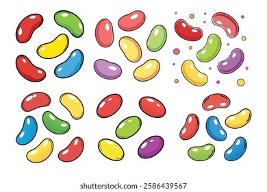 A Bundle of Cute Jelly beans vector cartoon illustration Easter day