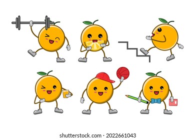 a bundle of cute orange illustrations with various expressions