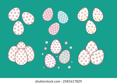 A Bundle of Cute Polka dot eggs vector cartoon illustration Easter day