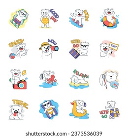 Bundle of Cute Teddy Bears Flat Stickers 

