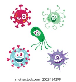 Bundle of cute virus hand drawings