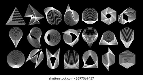 Paquete de icono de logotipo de línea de movimiento abstracto cibernético