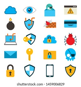 bundle of cyber security colorful set icons vector illustration design