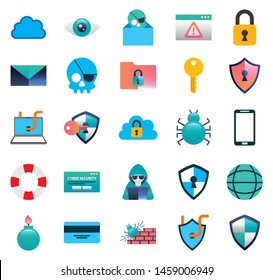 bundle of cyber security colorful set icons vector illustration design