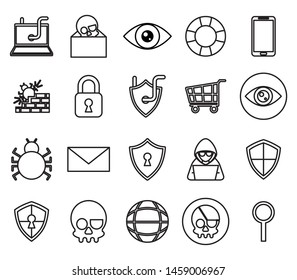 bundle of cyber security monochrome set icons vector illustration design