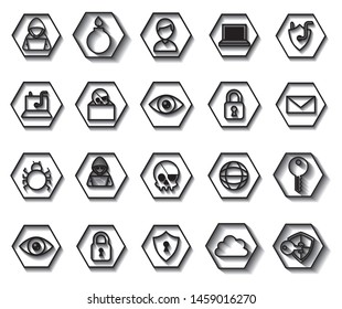 bundle of cyber security monochrome set icons vector illustration design