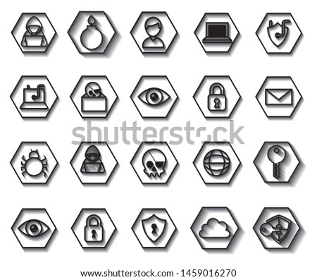 bundle of cyber security monochrome set icons vector illustration design