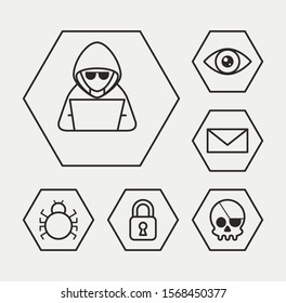 bundle of cyber security set icons vector illustration design
