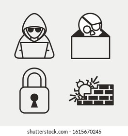 bundle of cyber security set icons vector illustration design