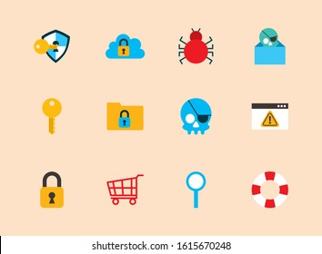 bundle of cyber security set icons vector illustration design