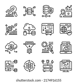 Bundle of Data Setting Line Icons


