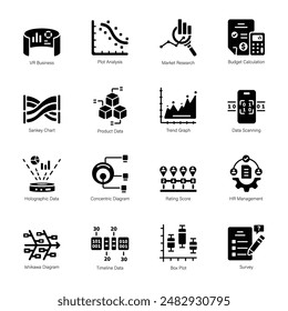 Bundle of Data Statistics Solid Icons 

