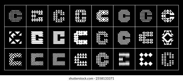 Bundle of decorative abstract letter C logo design