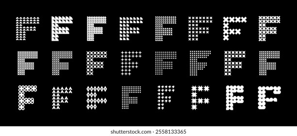 Bundle of decorative abstract letter F logo vector