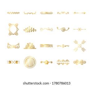 bundle of decorative elements silhouettes vector illustration design