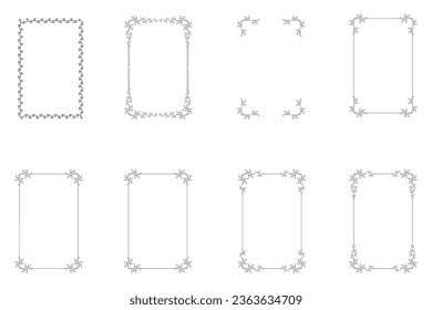 Bundle of decorative frames. Design style retro ornamental frames, vintage rectangle ornament and ornate border isolated on white background. Design print for illustration, card, wedding frame. Set 12