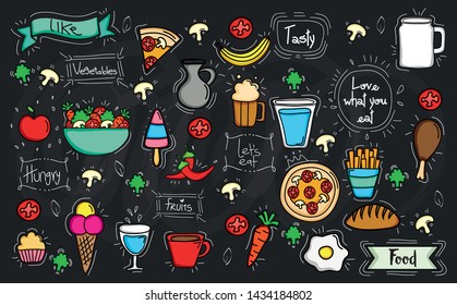 bundle of delicious food pattern background
