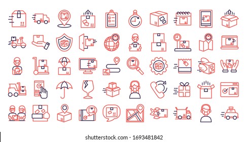 conjunto de iconos de servicio de entrega ilustración vectorial diseño