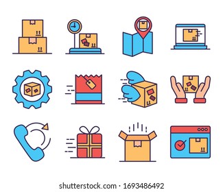 conjunto de iconos de servicio de entrega ilustración vectorial diseño