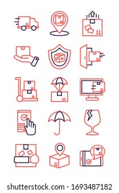 Vektorillustration-Illustrationsdesign des Pakets der Auslieferungsdienstsymbole