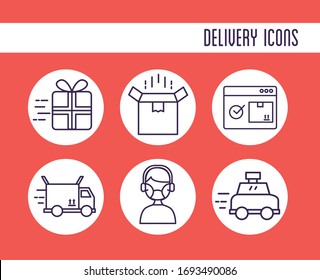 bundle of delivery service icons vector illustration design