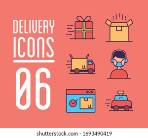 conjunto de iconos de servicio de entrega ilustración vectorial diseño