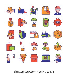 bundle of delivery service icons vector illustration design