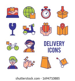 bundle of delivery service icons vector illustration design