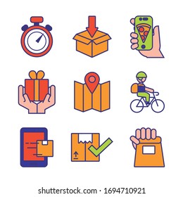bundle of delivery service icons vector illustration design