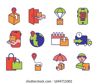 bundle of delivery service icons vector illustration design